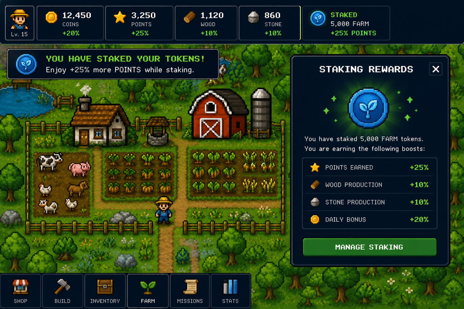 Staking rewards screen